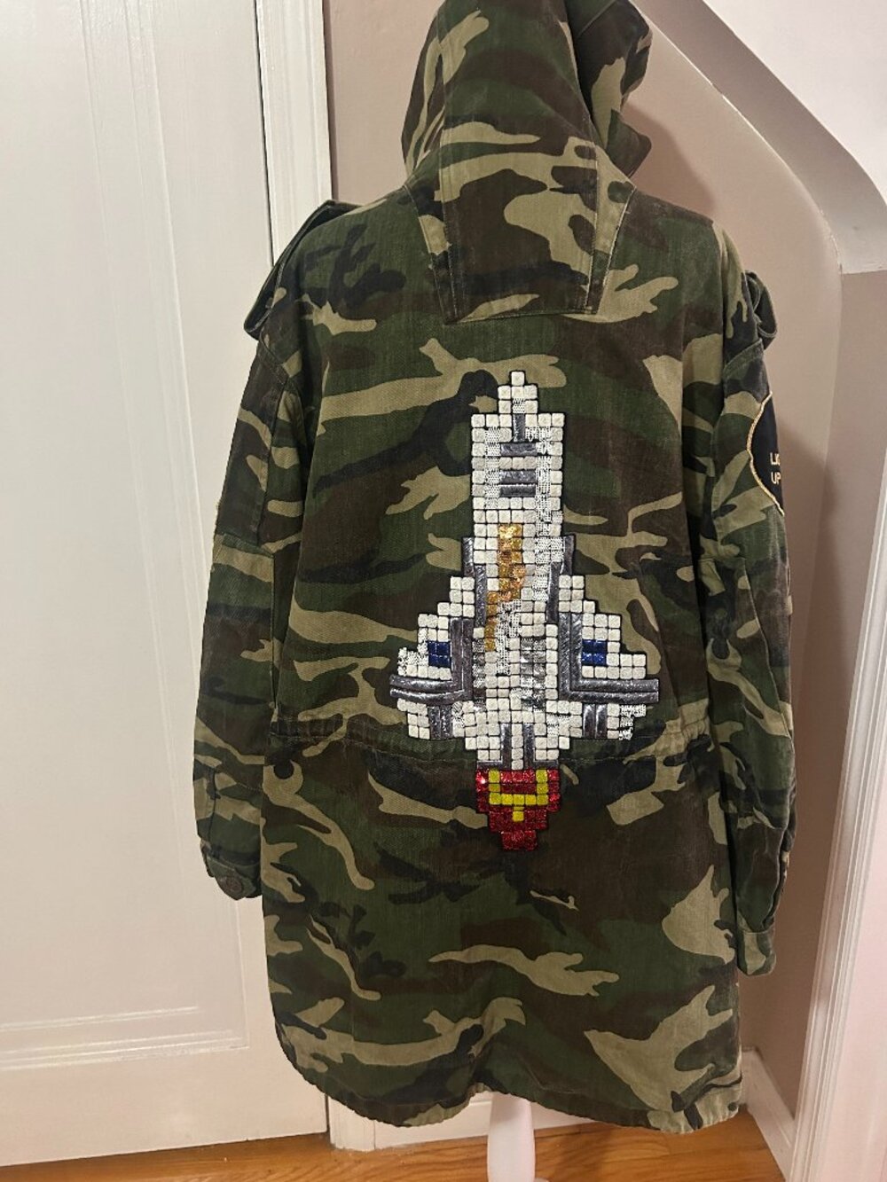Saint Laurent x Hedi SS16 Rocket Logo Camo Military Parka Jacket